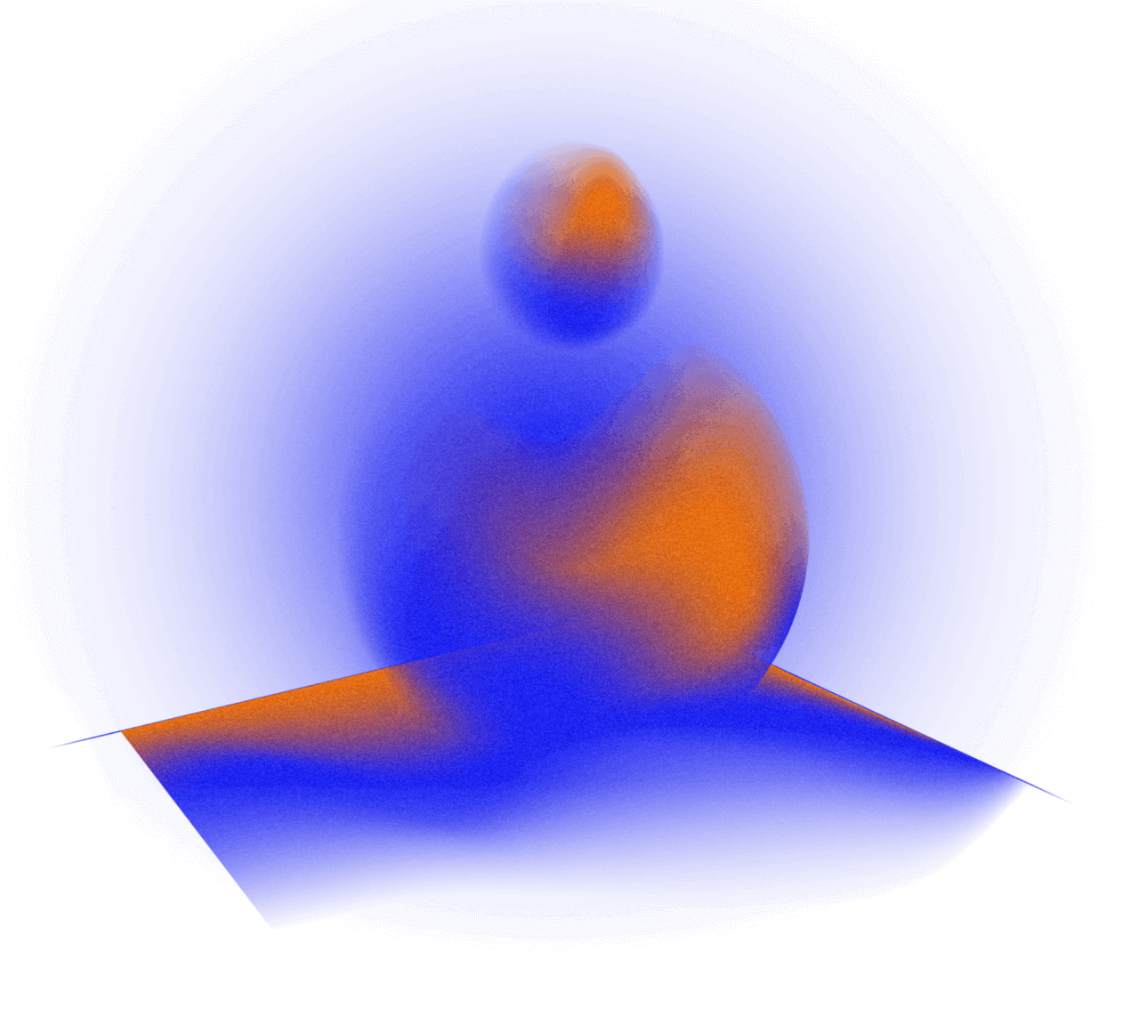 Een abstracte afbeelding waarin twee ronde vormen samensmelten tot een grotere vorm.
